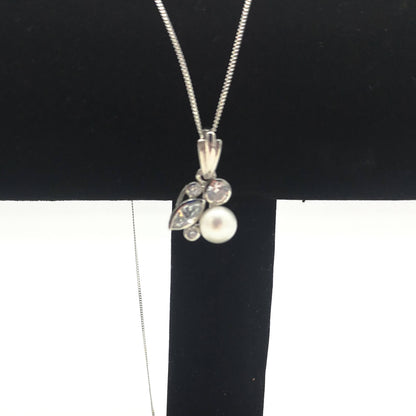 Sterling Silver Freshwater Pearl & CZ Pendant