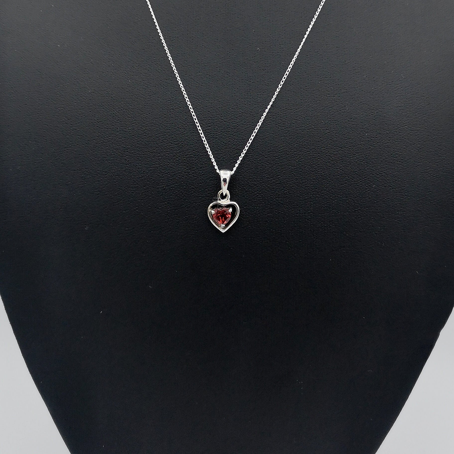 Sterling Silver Garnet Heart Pendant