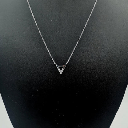 Sterling Silver Geometric Triangle CZ Necklace
