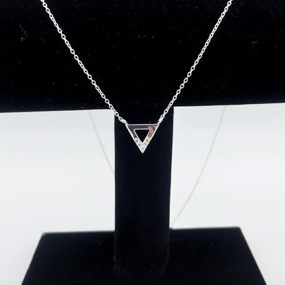 Sterling Silver Geometric Triangle CZ Necklace