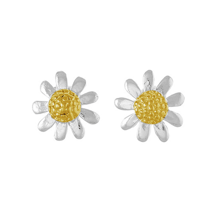 Sterling Silver & 9ct Gold Plated Flower Stud Earrings