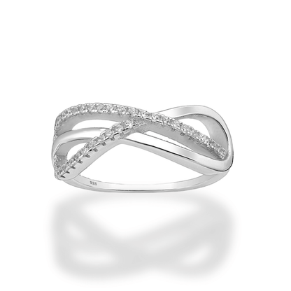 Sterling Silver Infinity Spiral CZ Ring
