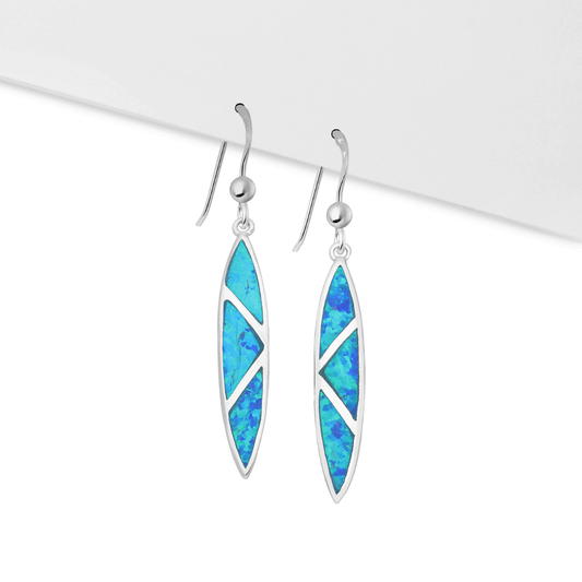 Sterling Silver Lab Created Opal Dangle Earrings