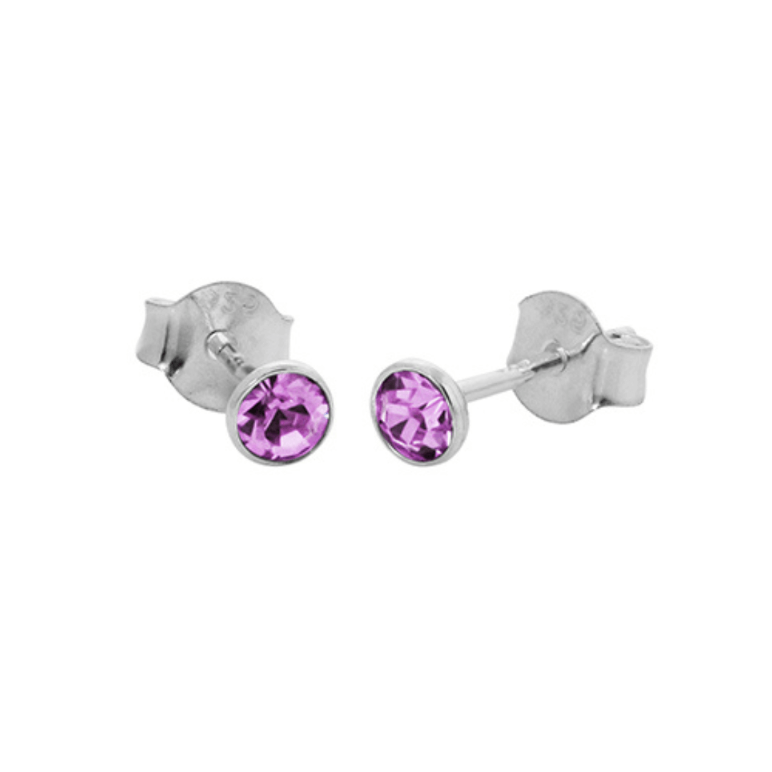 Sterling Silver Light Pink CZ Stud Earrings (Oct)