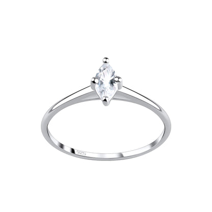 Sterling Silver Marquise Cut Solitaire Ring