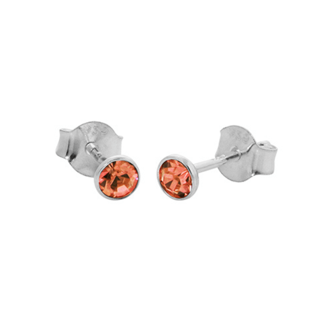 Sterling Silver Orange CZ Stud Earrings (Nov)