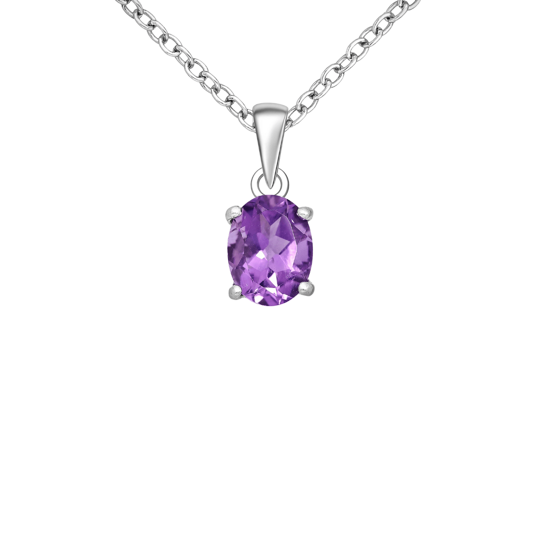 Sterling Silver Oval Cut Amethyst Pendant