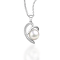 Sterling Silver Pearl & CZ Heart Pendant