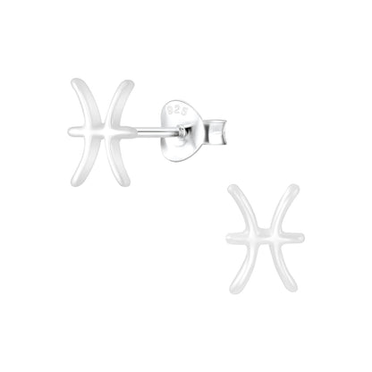 Sterling Silver Pisces Star Sign Stud Earrings