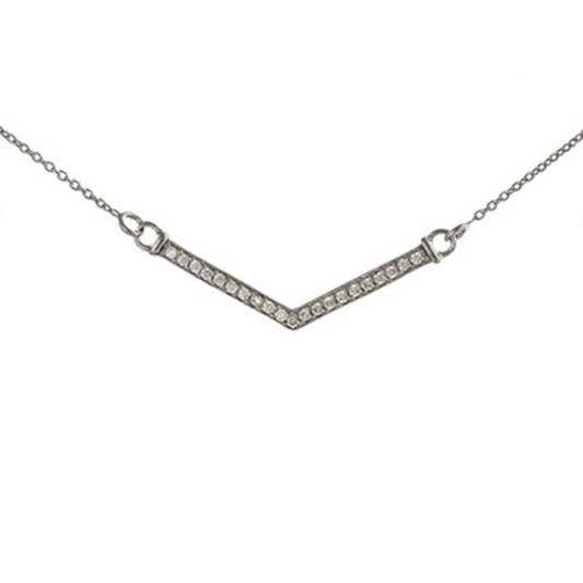 Sterling Silver Rhodium Plated CZ Chevron Necklace