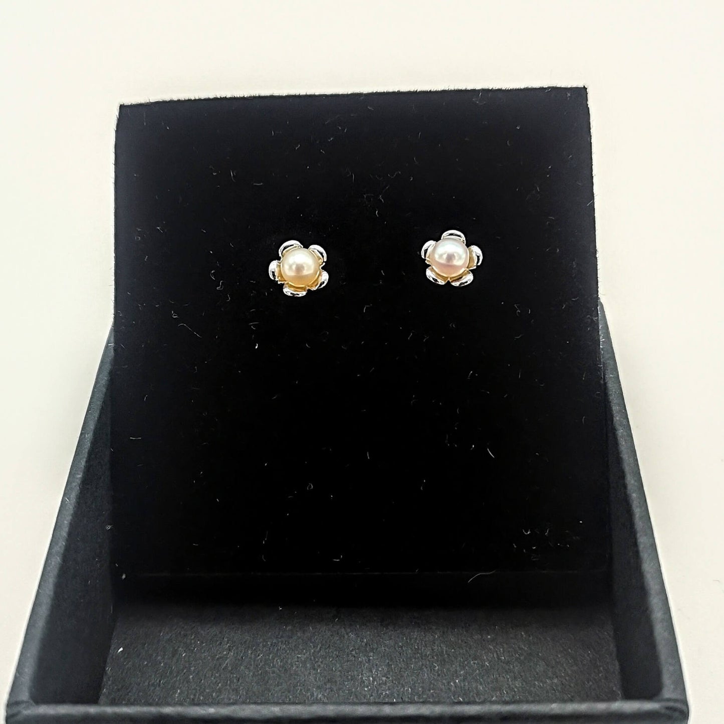 Sterling Silver Freshwater Pearl Flower Stud Earrings