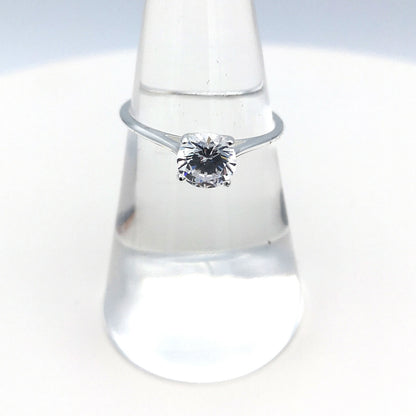 Sterling Silver Round Cut CZ Solitaire Ring