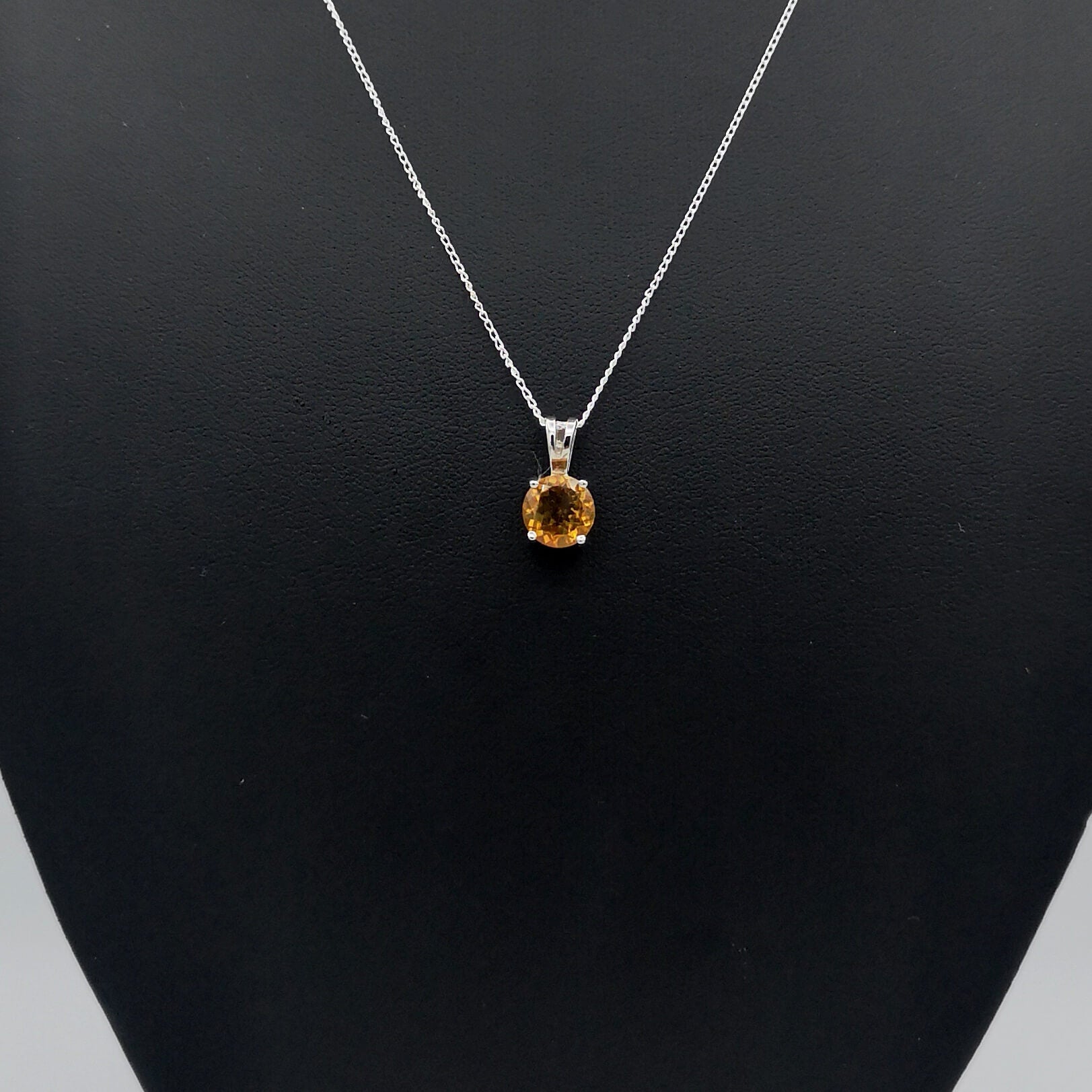 Sterling Silver Round Cut Citrine Pendant