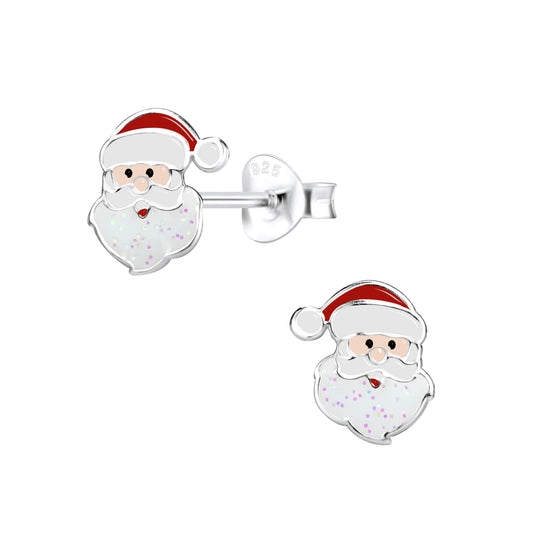 Sterling Silver Santa Claus Stud Earrings
