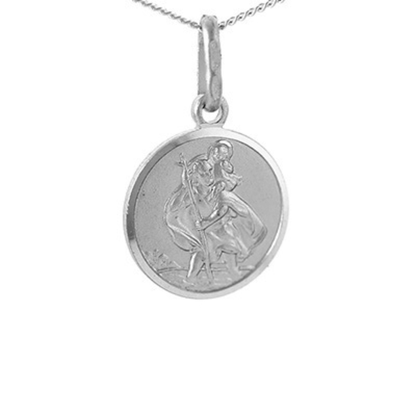 Sterling Silver St. Christopher Disc Pendant