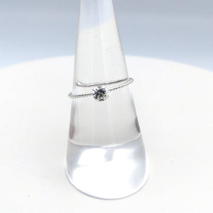 Sterling Silver Twisted CZ Solitaire Ring