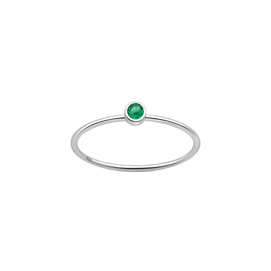 Sterling Silver Small Solitaire Emerald Ring