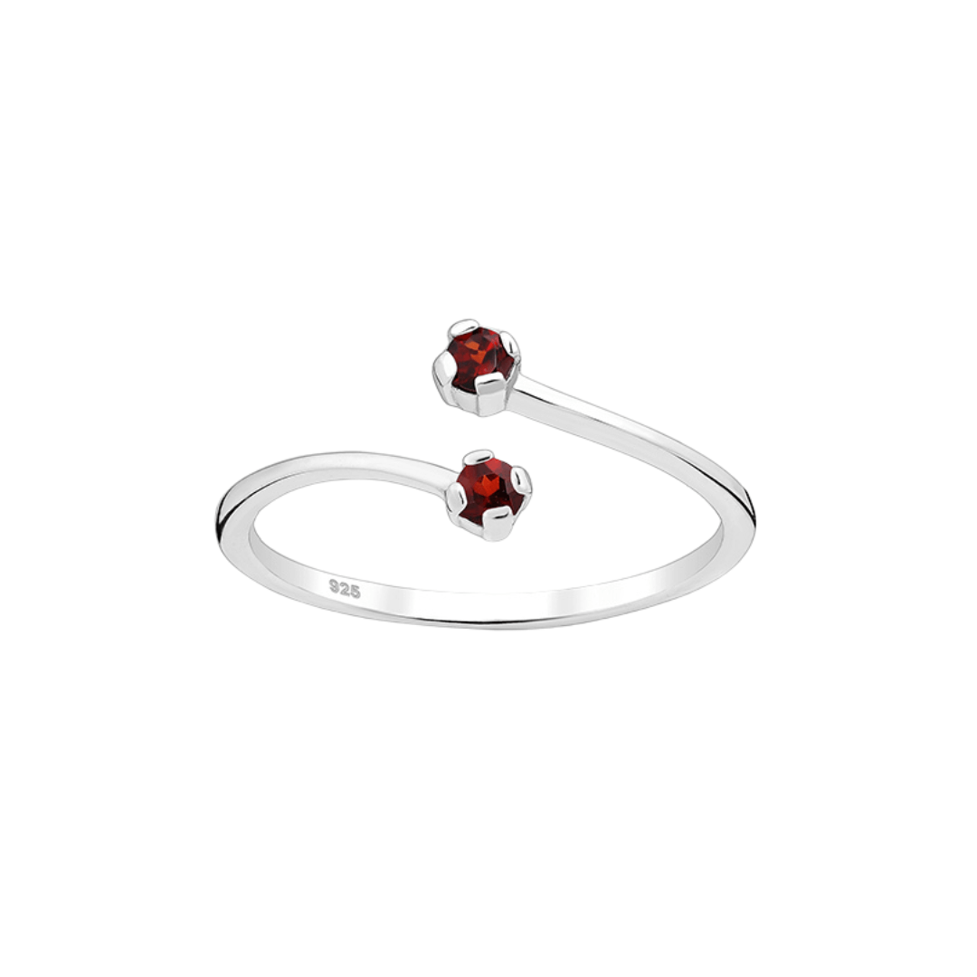 Sterling Silver Adjustable Garnet Ring