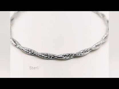 Sterling Silver Twisted Sparkle Bracelet