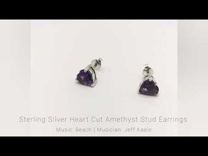 Sterling Silver Amethyst Heart La Preciada Earrings