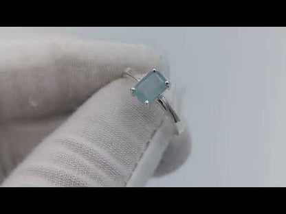 Sterling Silver Emerald Cut Aquamarine Ring