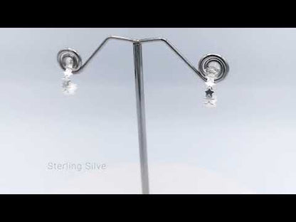 Sterling Silver Star Open Hoop Stud Earrings