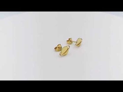 Sterling Silver 14kt Yellow Gold Plated Saturn Stud Earrings
