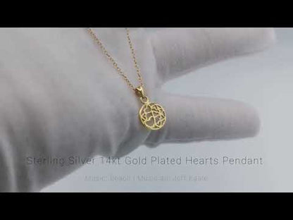 Sterling Silver 14kt Yellow Gold Plated Hearts Pendant