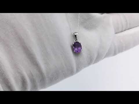 Sterling Silver Oval Cut Amethyst Pendant