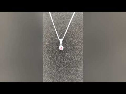 Sterling Silver 4mm Light Pink CZ Pendant (Oct)