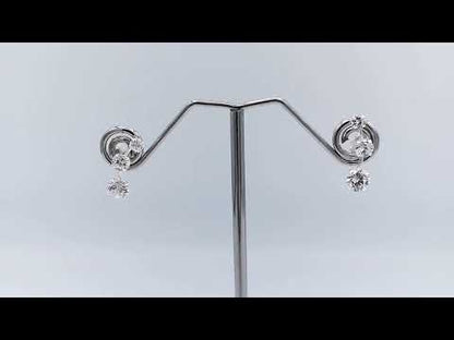 Sterling Silver Triple CZ Stud Earrings