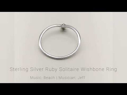 Sterling Silver Ruby Solitaire Wishbone Ring