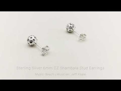 Sterling Silver 6mm Shambala CZ Stud Earrings