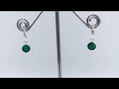 Sterling Silver Emerald Hoop Earrings