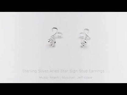 Sterling Silver Aries Star Sign Stud Earrings