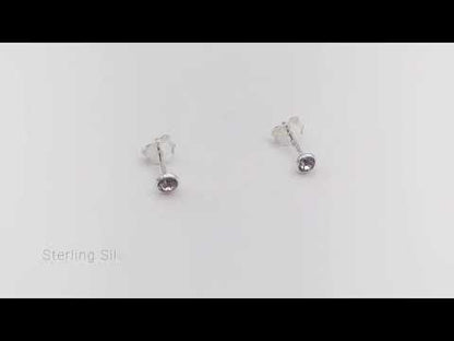 Sterling Silver Light Pink CZ Stud Earrings (Oct)
