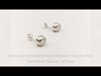 Sterling Silver Round Rainbow Moonstone La Preciada Earrings