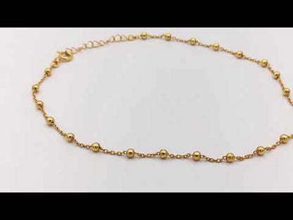 Sterling Silver 14kt Yellow Gold Satellite Anklet