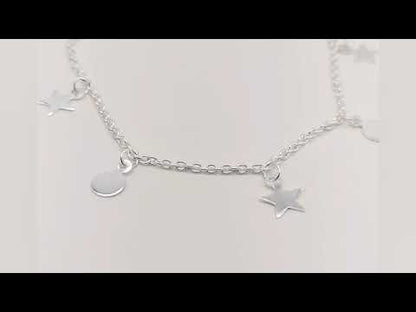 Sterling Silver Circle and Star Dangle Bracelet