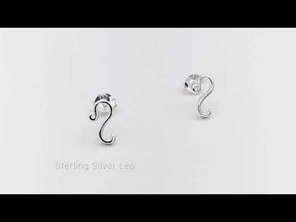 Sterling Silver Leo Star Sign Stud Earrings