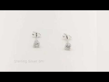 Sterling Silver 3mm Round CZ Stud Earrings
