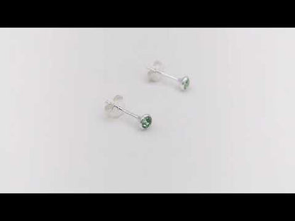 Sterling Silver Green CZ Stud Earrings (Aug)