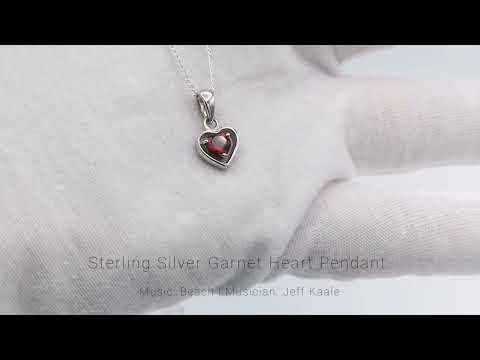 Sterling Silver Garnet Heart Pendant