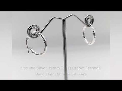 Sterling Silver 19mm Twist Creole Hoop Earrings