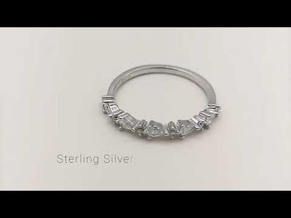 Sterling Silver Round & Marquise CZ Eternity Ring