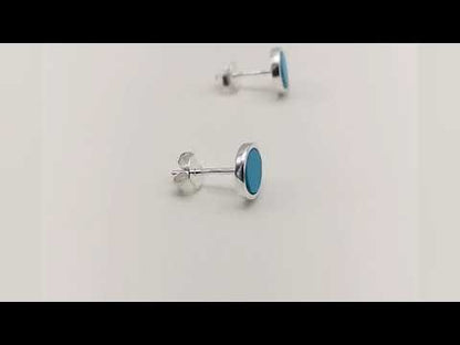 Sterling Silver 7mm Round Turquoise Stud Earrings