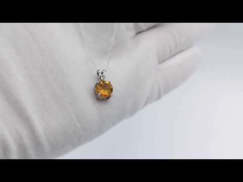 Sterling Silver Round Cut Citrine Pendant