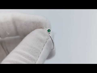 Sterling Silver Small Solitaire Emerald Ring