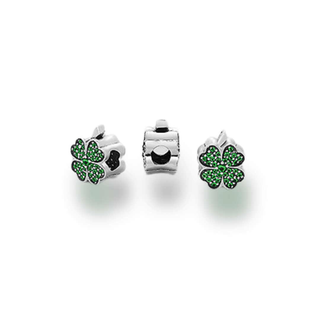 Sterling Silver Green Clover CZ Charm