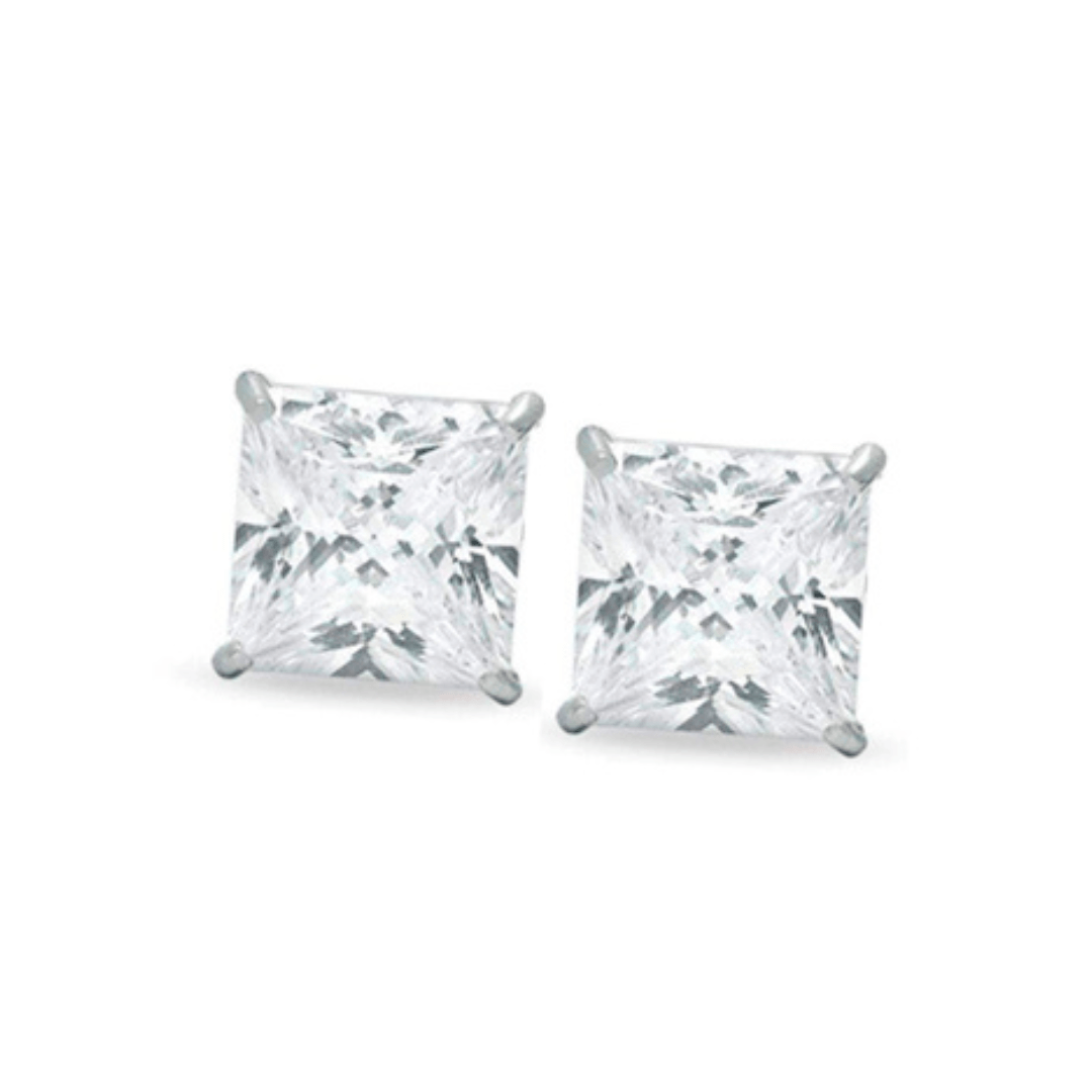 Sterling Silver 5mm CZ Square Studs